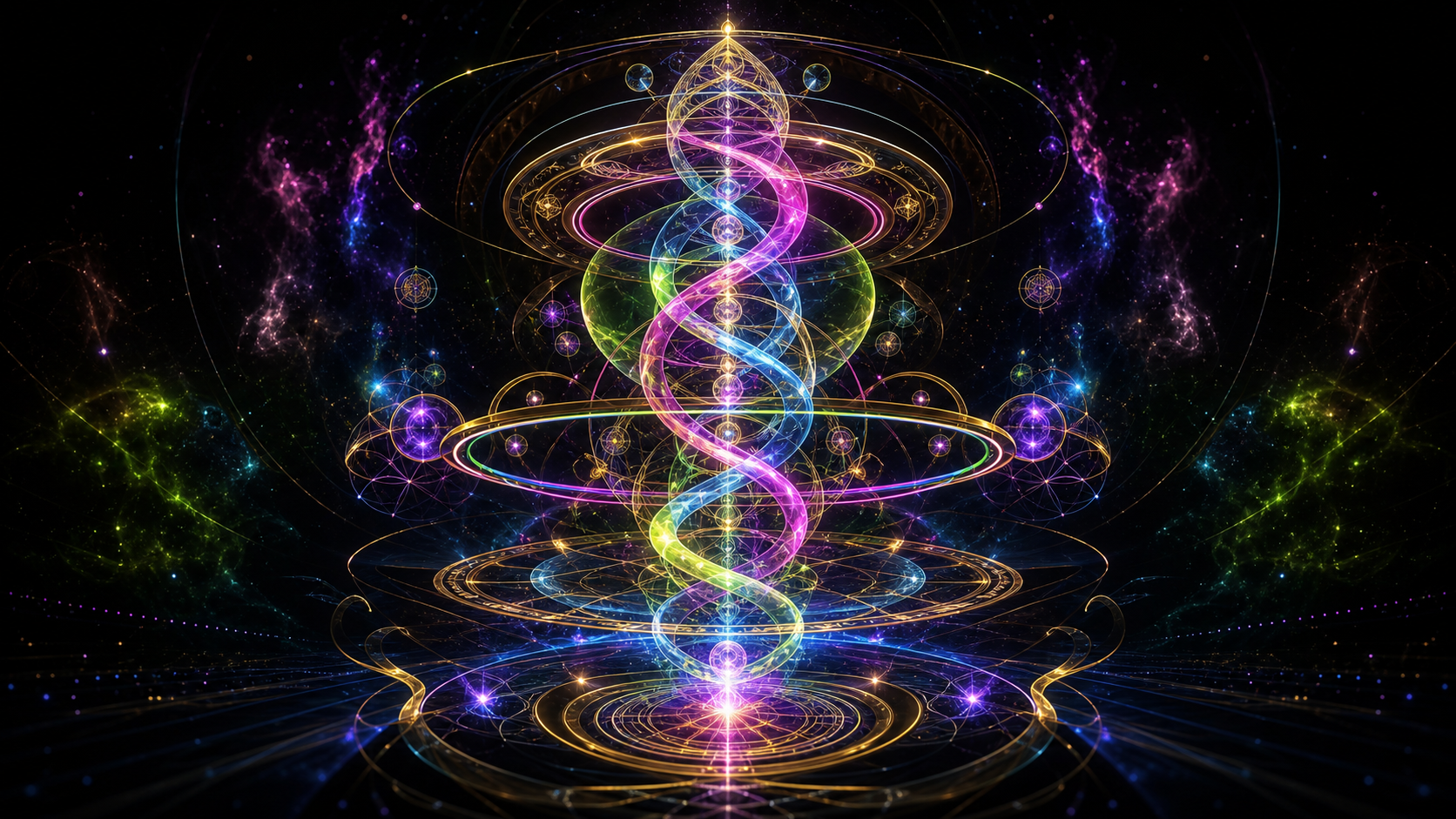 AI-generierte kosmische Doppelhelix