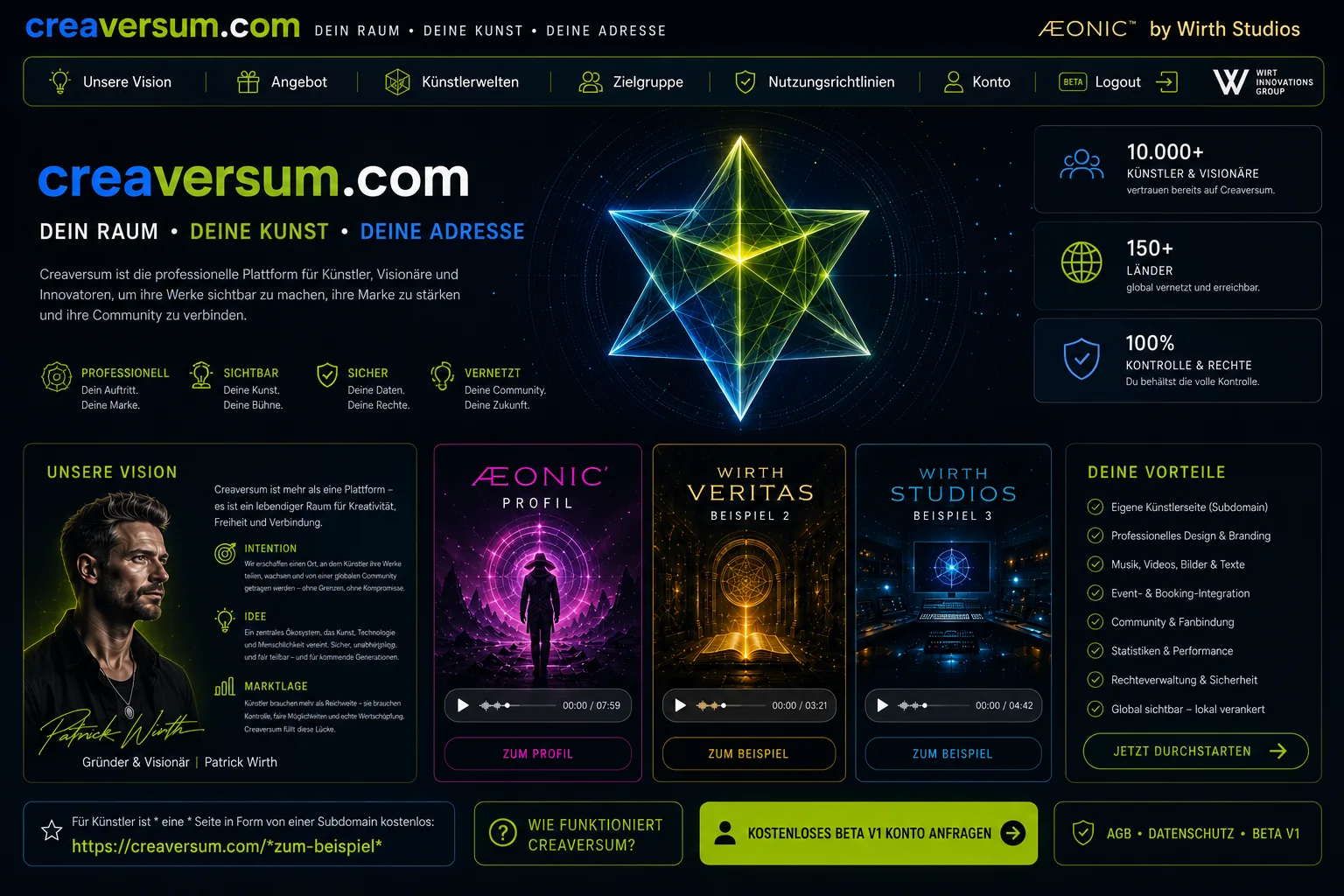 Creaversum Plattformwelt mit Merkaba