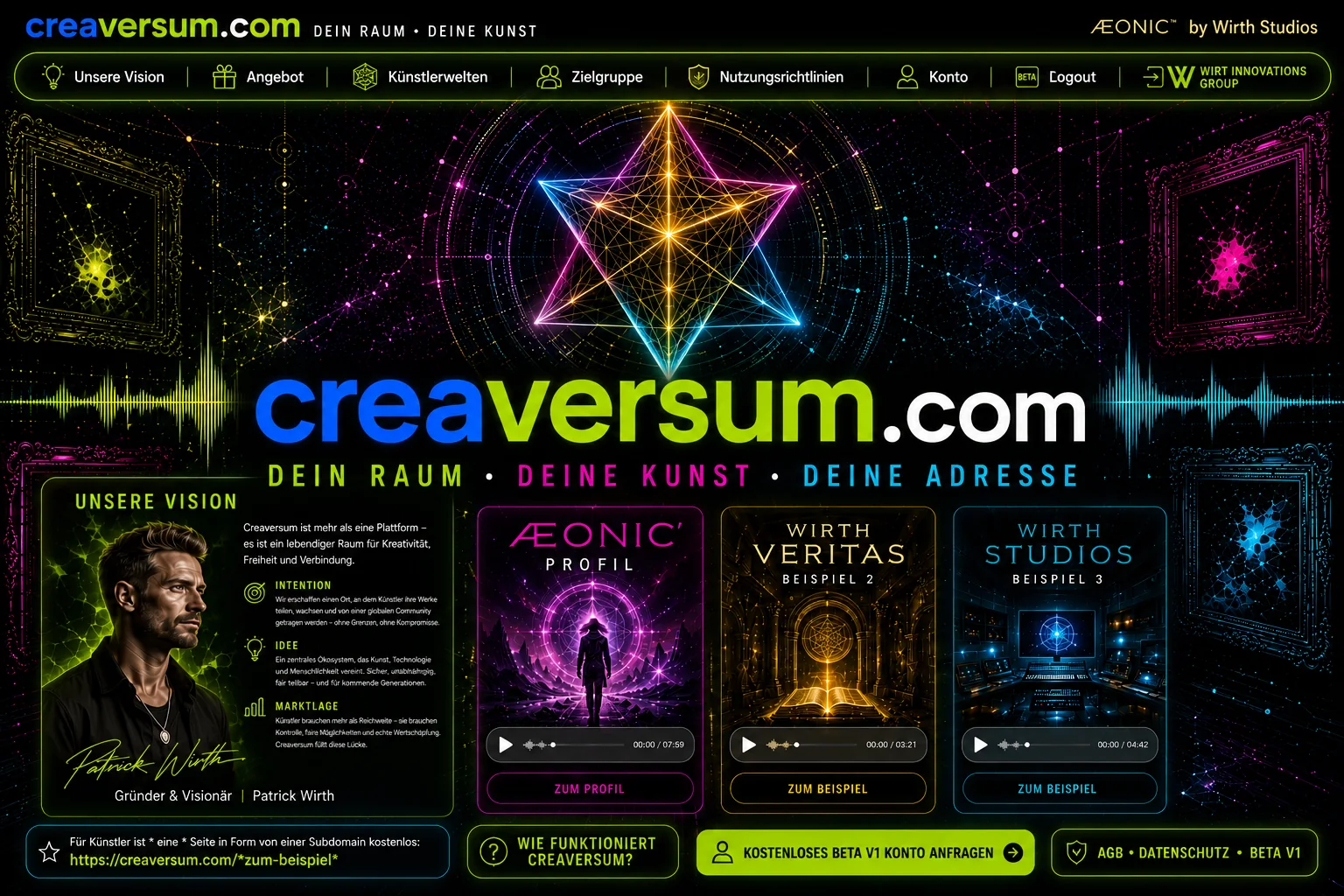 Creaversum Künstlerplattform als Showcase