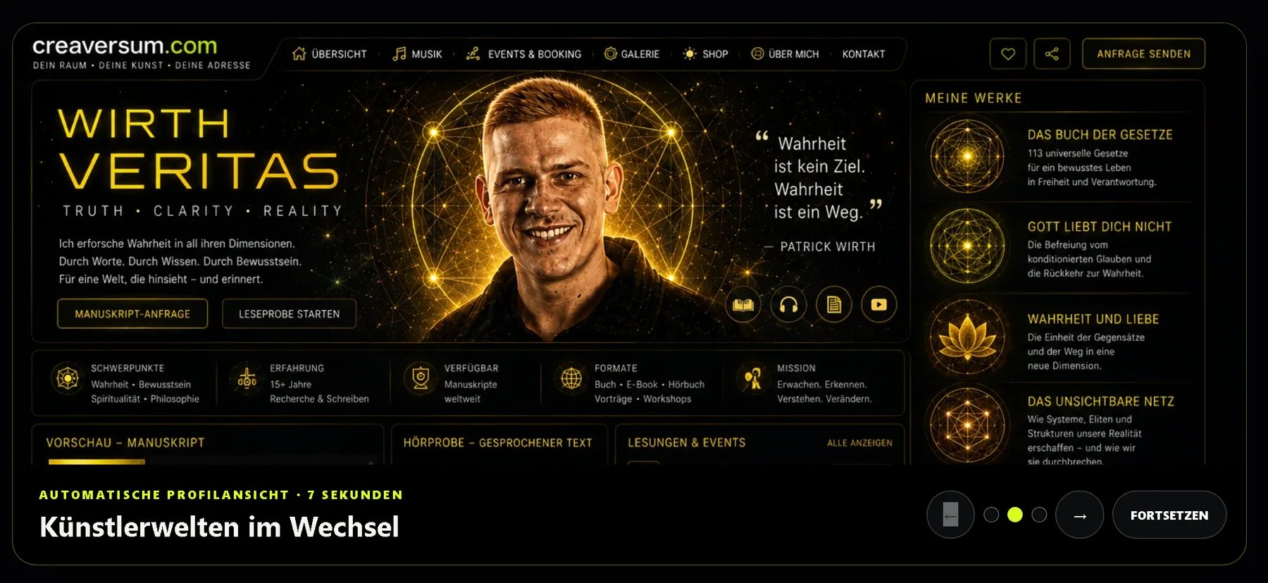 Wirth Veritas Künstlerprofil in Gold